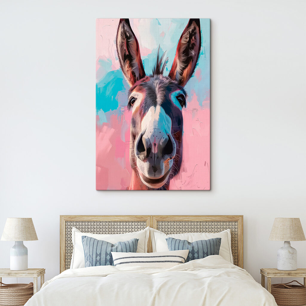 Happy donkey with colorful background