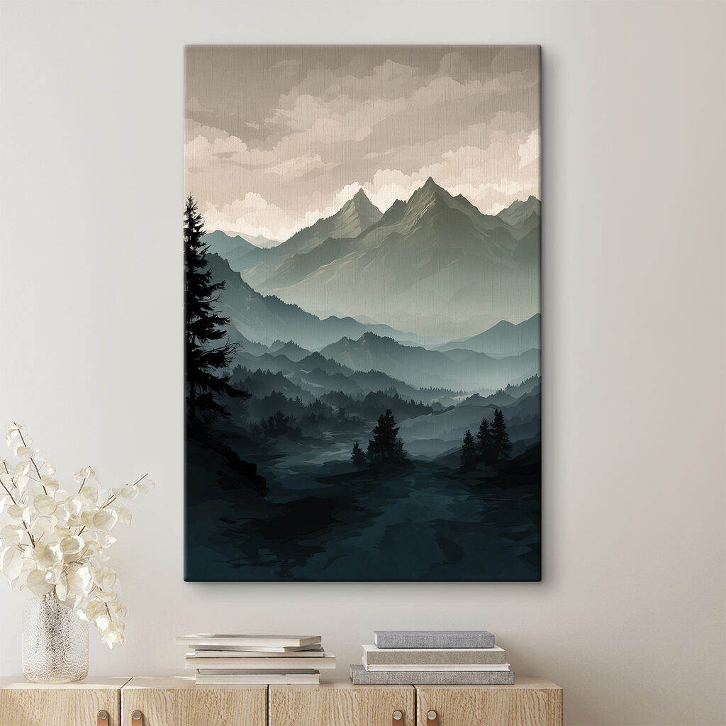 Landscape of mountains and trees