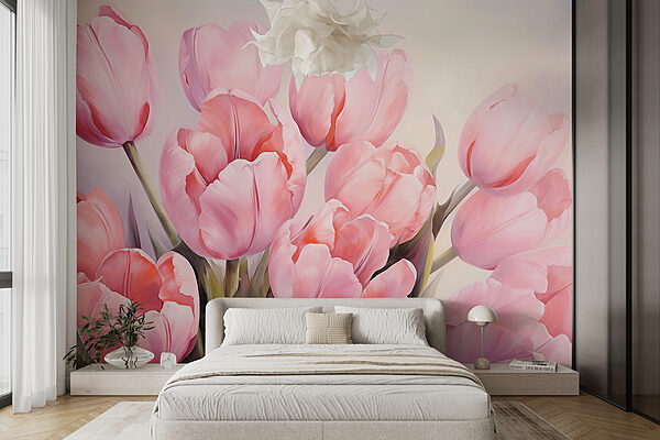 Růžové tulipány zblízka Růžové tulipány zblízka