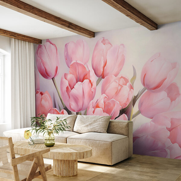 Růžové tulipány zblízka Růžové tulipány zblízka