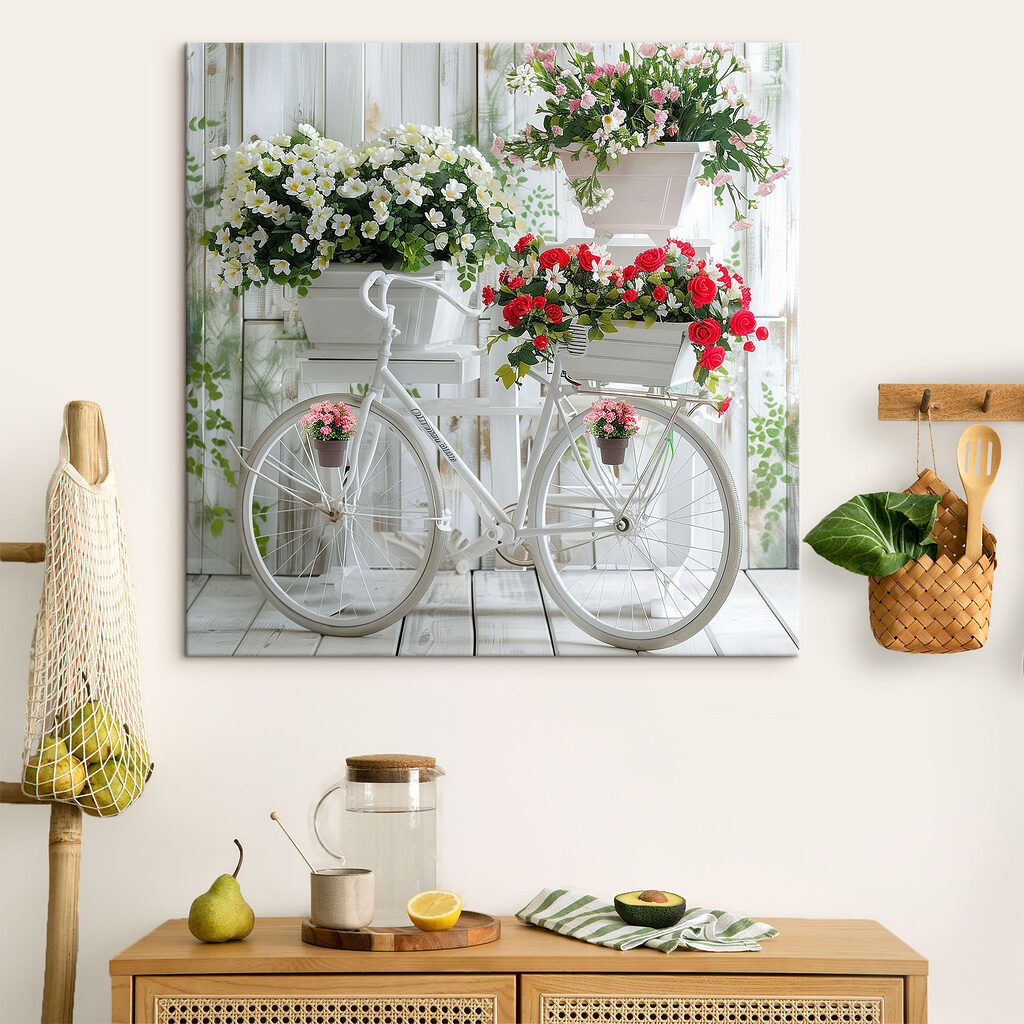 Bicycle with flowers in baskets