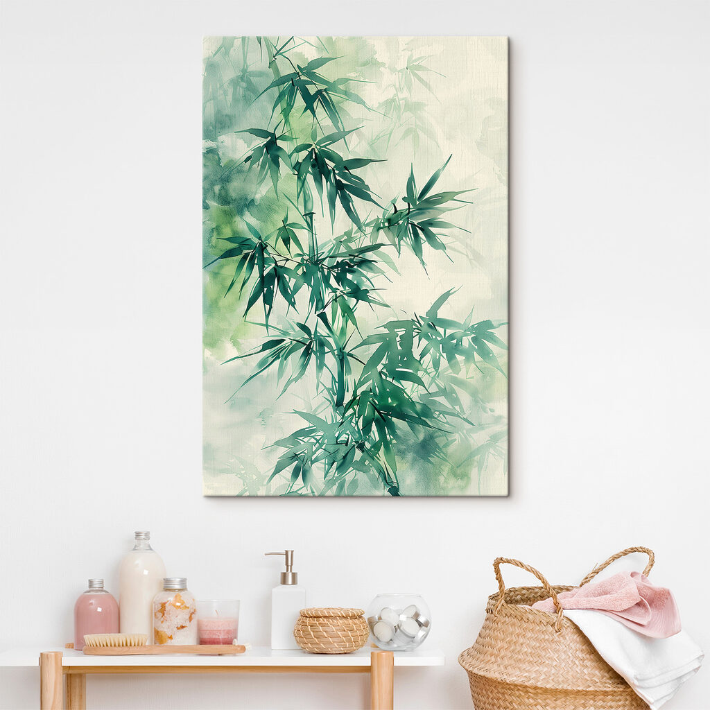 Serene bamboo leaves in gentle hues