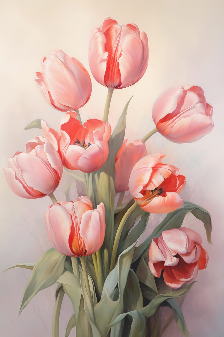 Malba růžových tulipánů