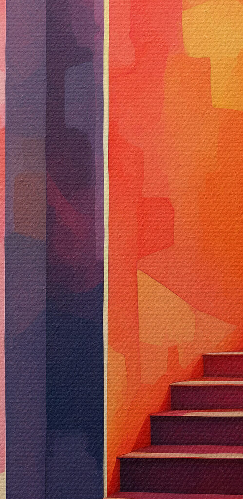 Colorful hallway with stairs