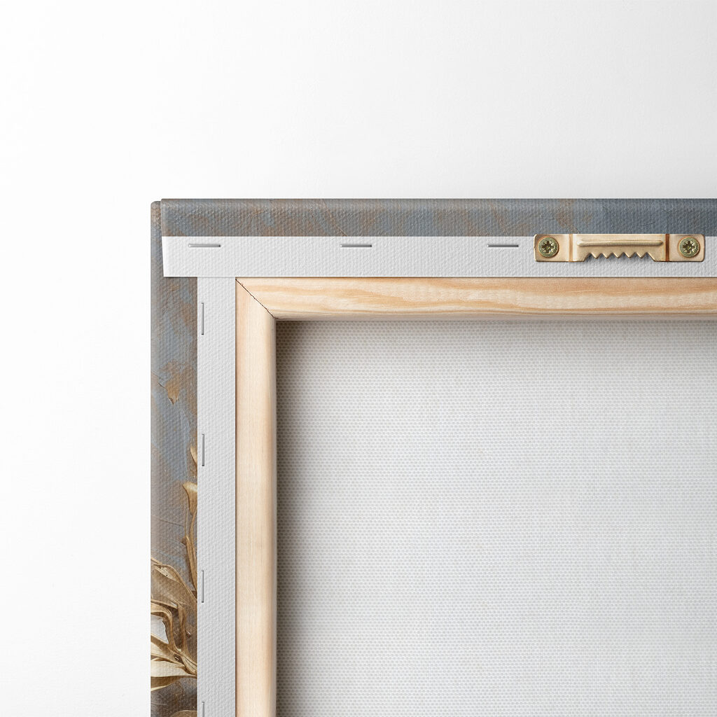 White flower with metallic leaves