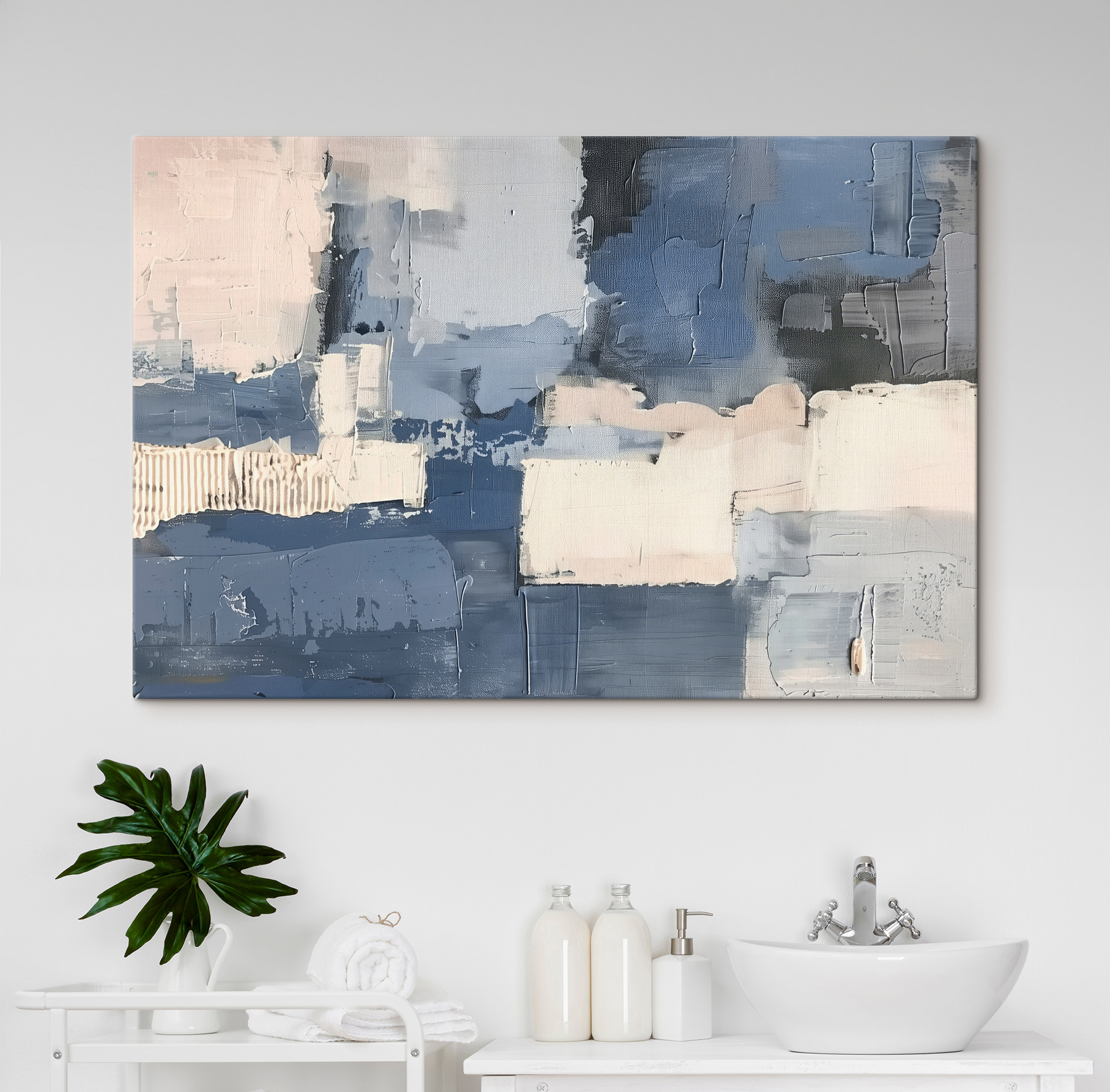 Painting of different shades of blue and white