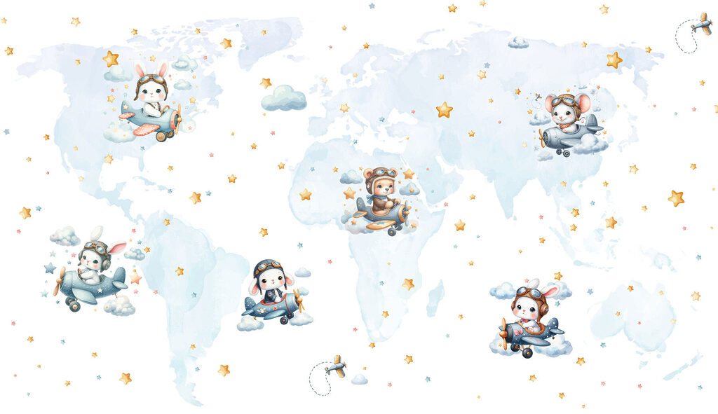 Mapa světa s kreslenými zvířaty Mapa světa s kreslenými zvířaty