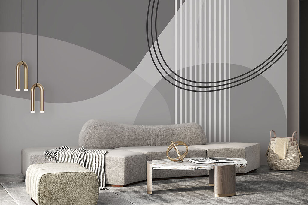 Grey and white background with circles and lines Grey and white background with circles and lines