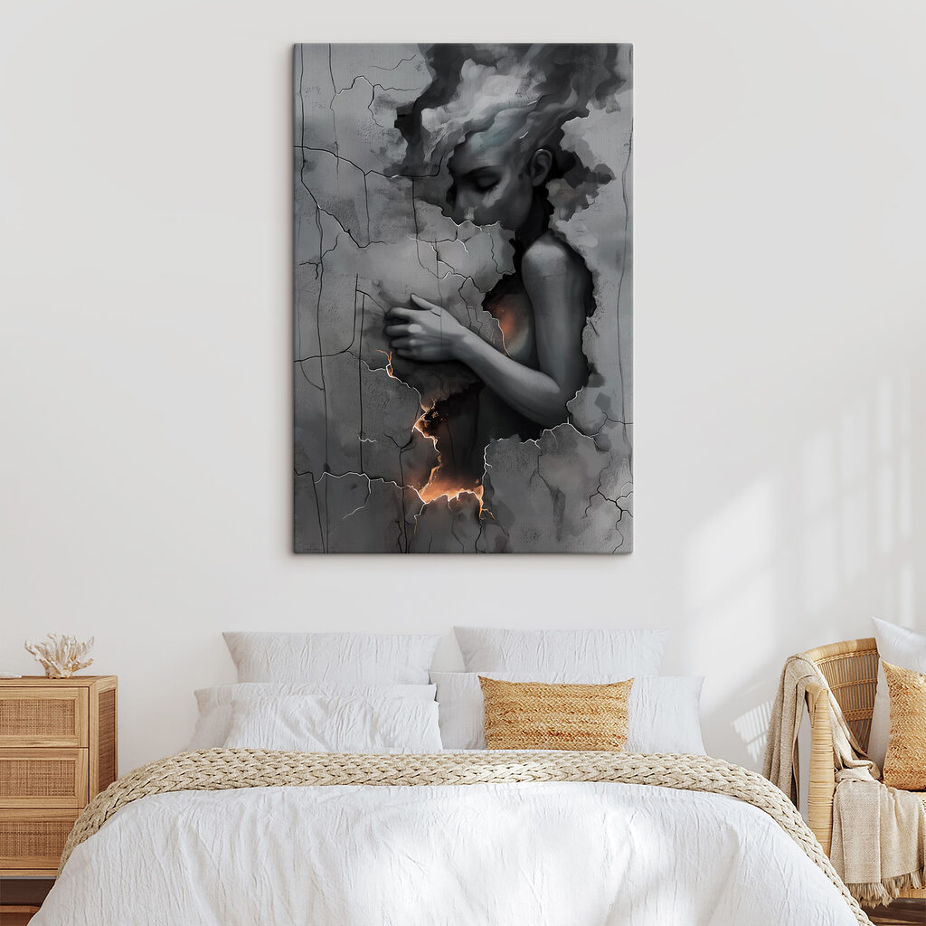 Woman with her face in a wall