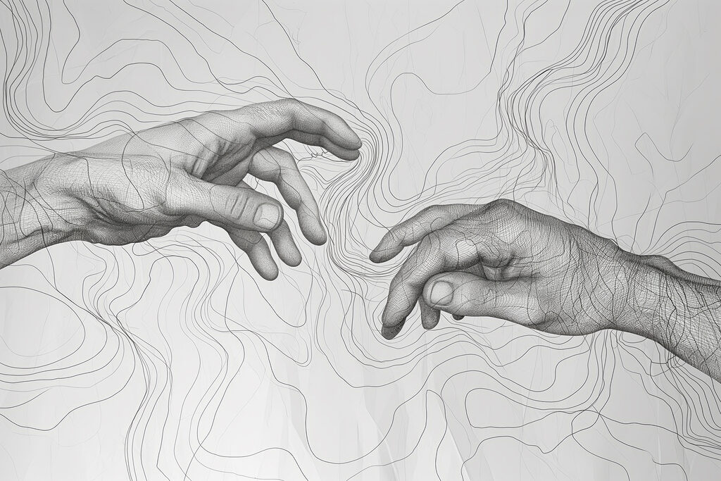 Drawing of hands touching each other Drawing of hands touching each other