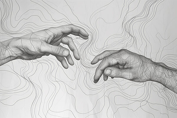 Drawing of hands touching each other Drawing of hands touching each other