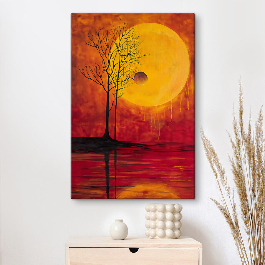 Tree and moon in the background Tree and moon in the background