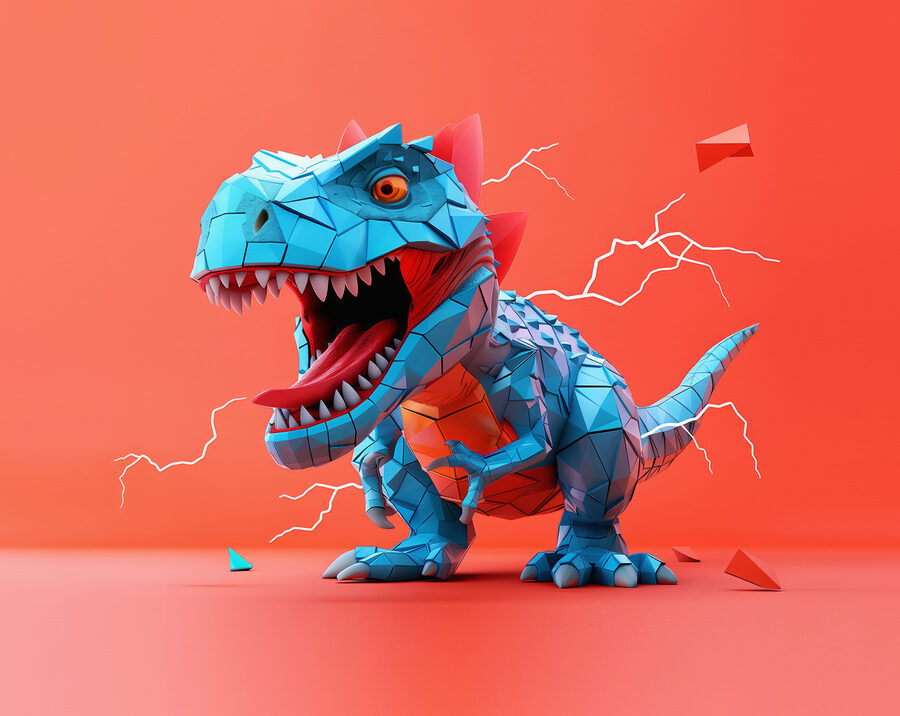 Fototapeta Modrý dinosaurus s blesky, které z něj vycházejí - Image 5
