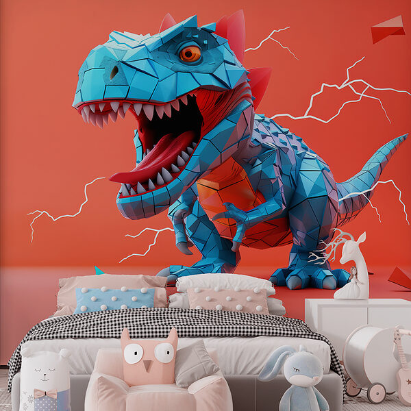 Modrý dinosaurus s blesky, které z něj vycházejí Modrý dinosaurus s blesky, které z něj vycházejí