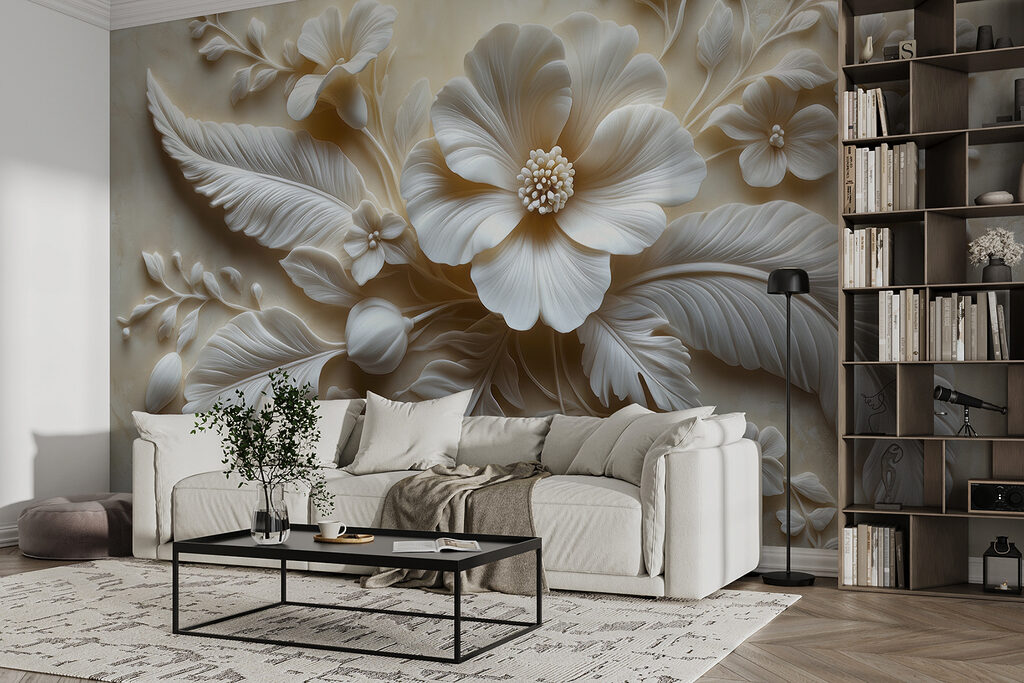 White flower and leaves