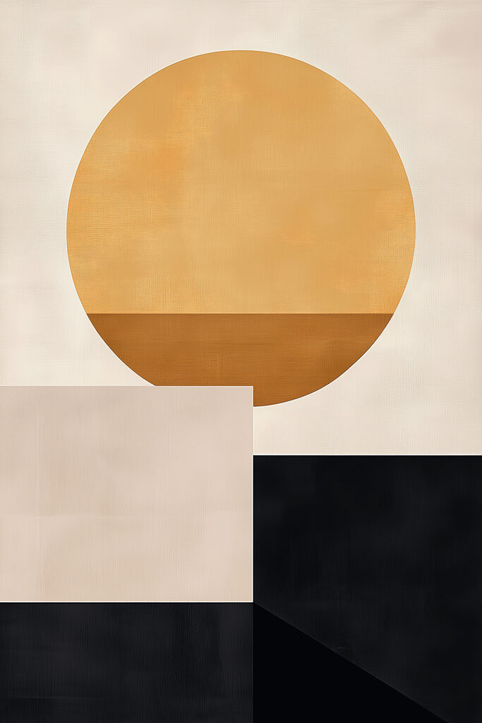 Yellow circle and black squares