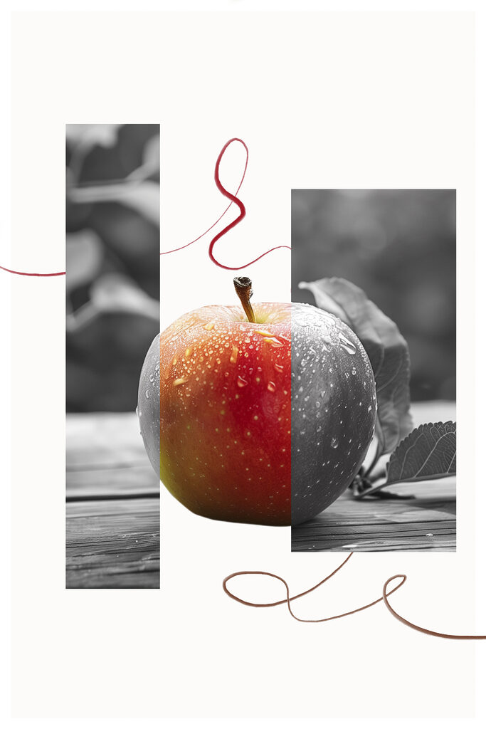 Red and grey apple