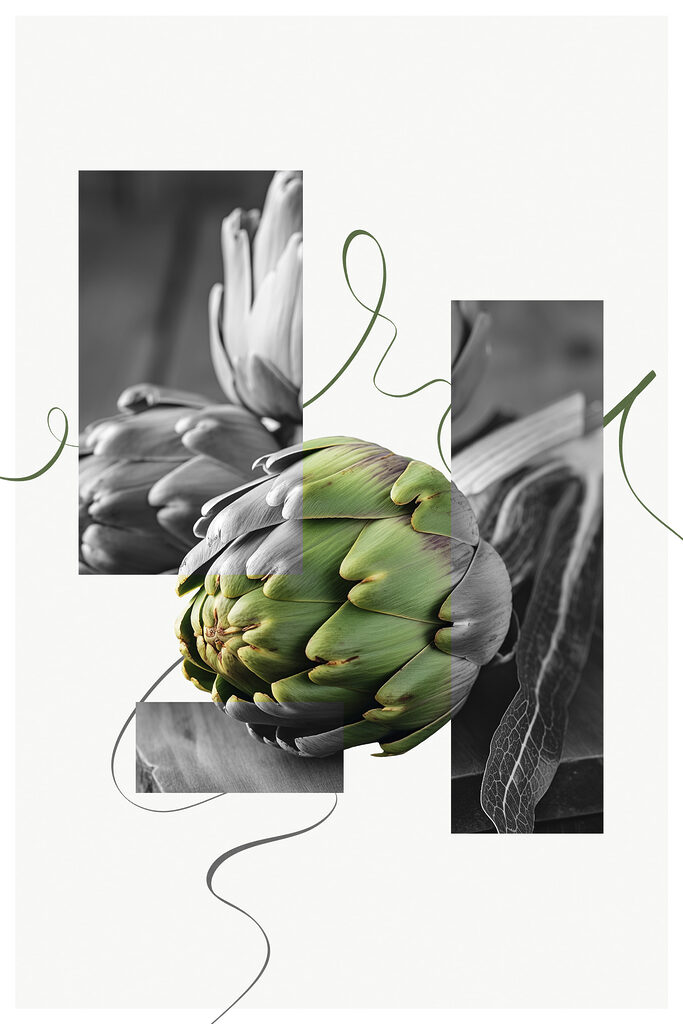 Artichokes on a table with a green background Artichokes on a table with a green background