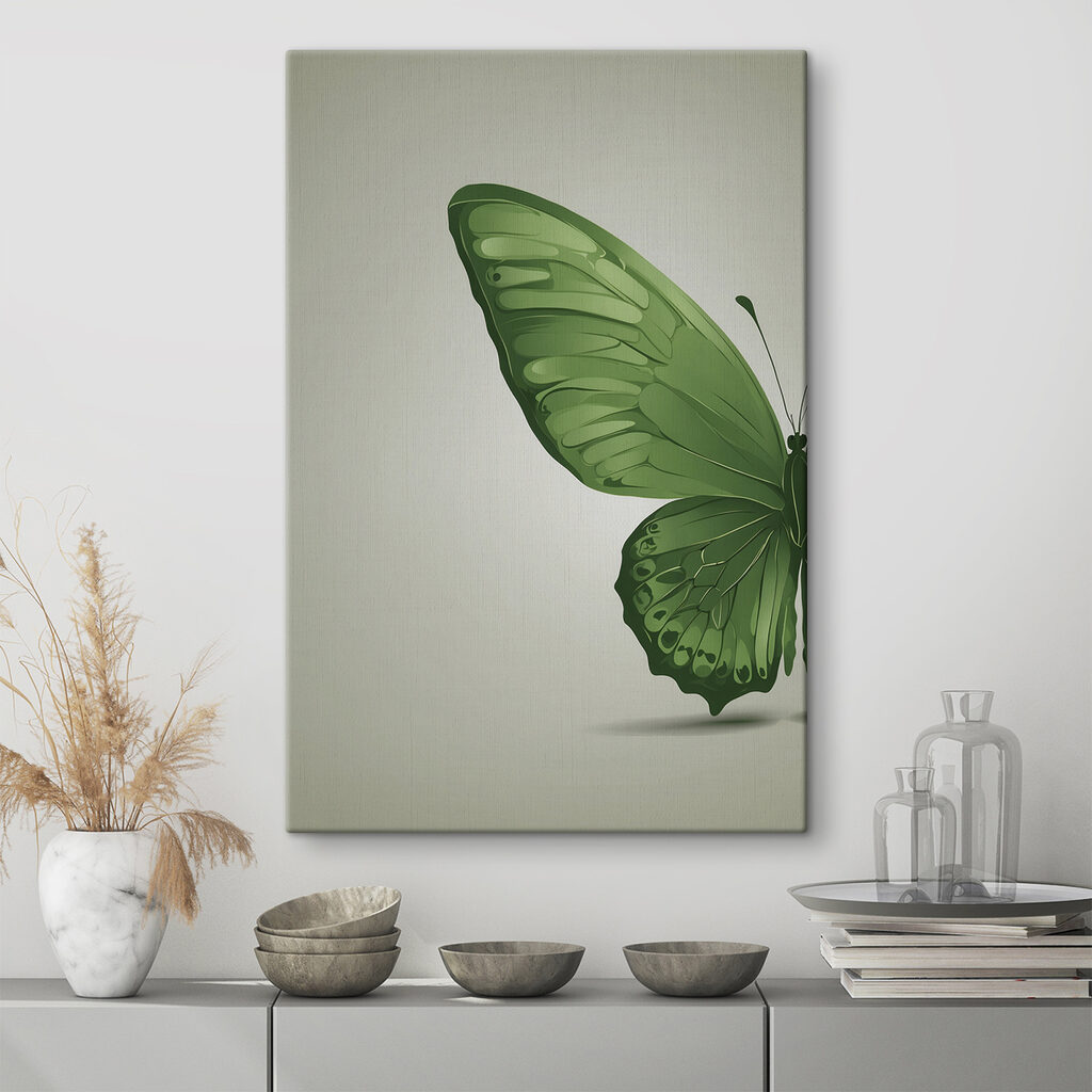 Green butterfly with wings
