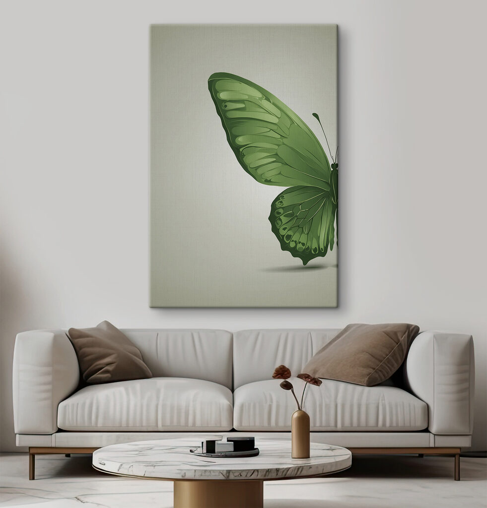 Green butterfly with wings