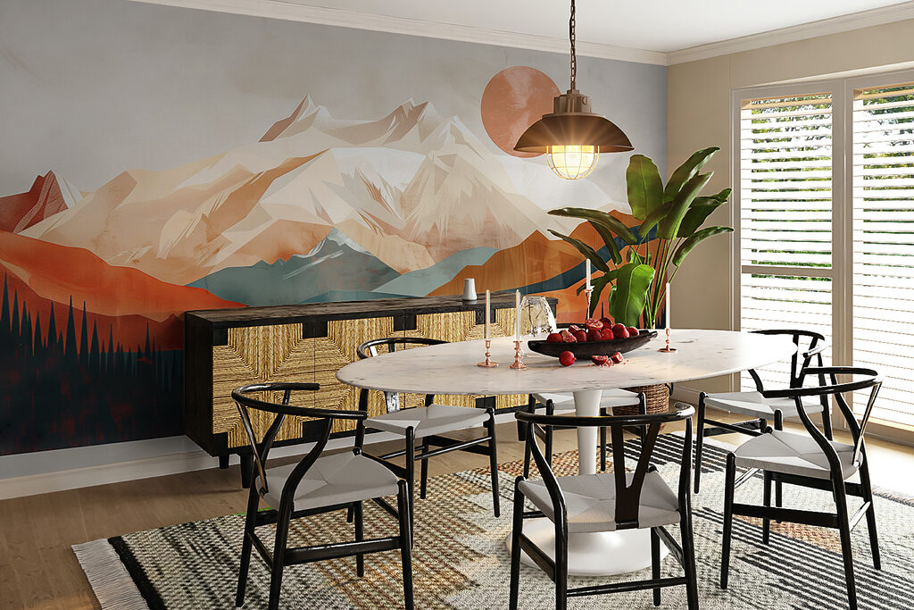 Mountain landscape with trees and a lake Mountain landscape with trees and a lake