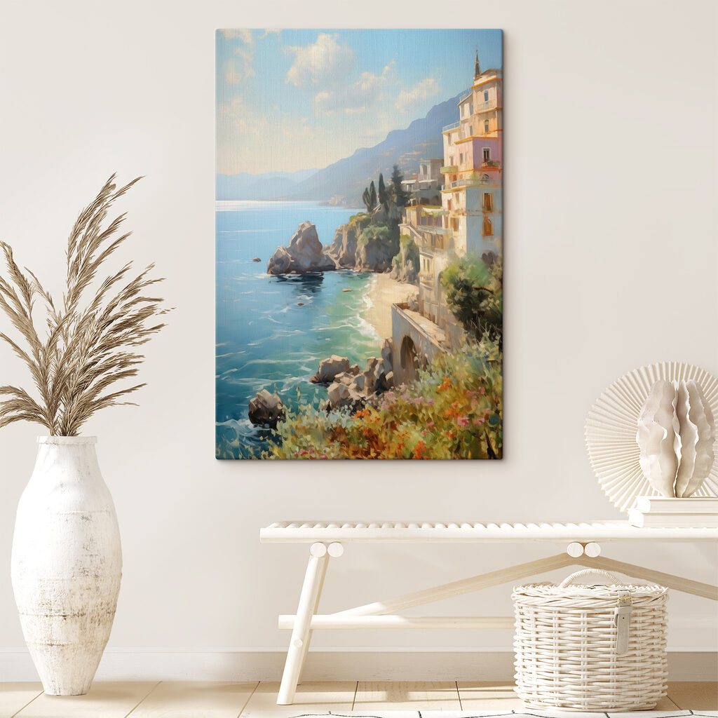 Building on a cliff by the water