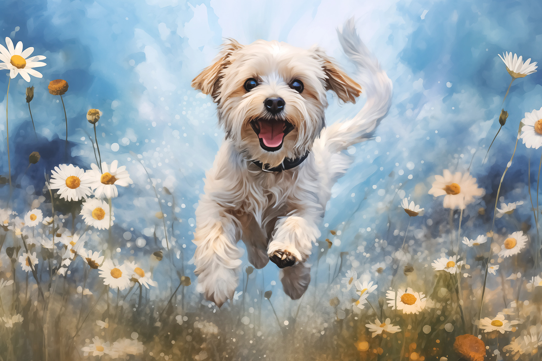 Dog jumping in the air