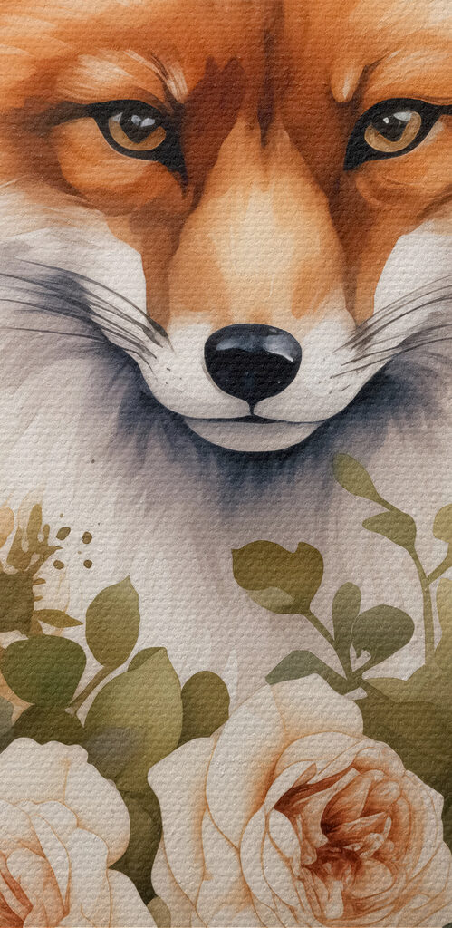 Fox with flowers around it Fox with flowers around it