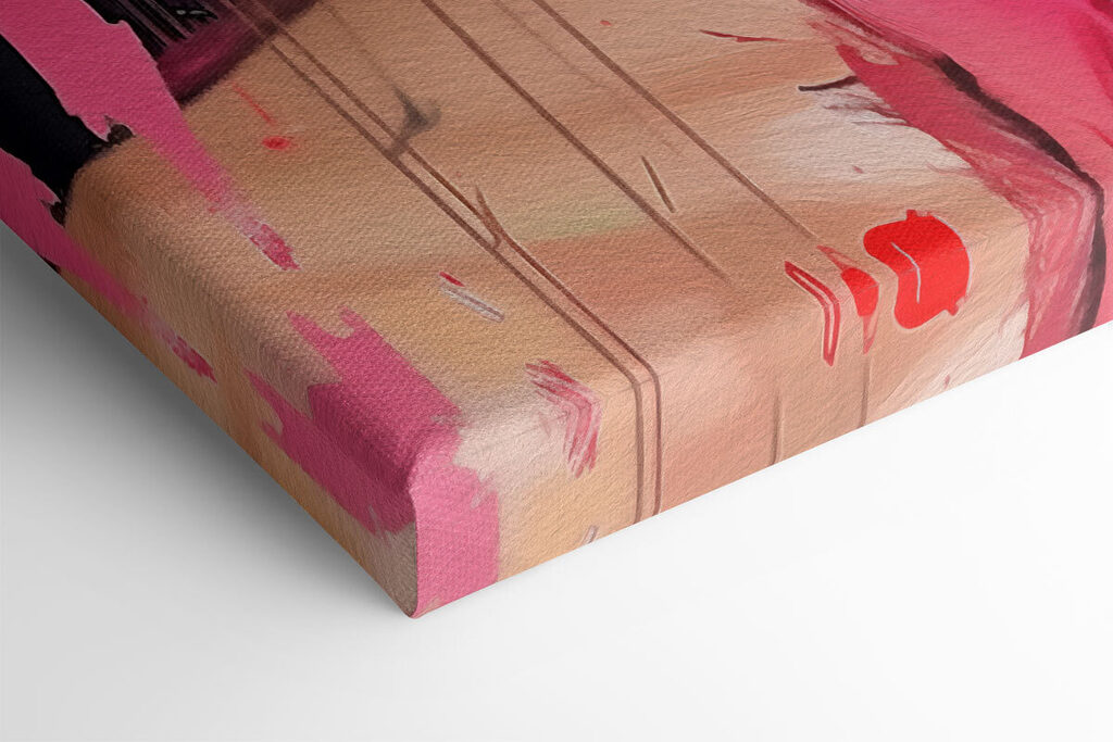 Woman with white hair and pink paint