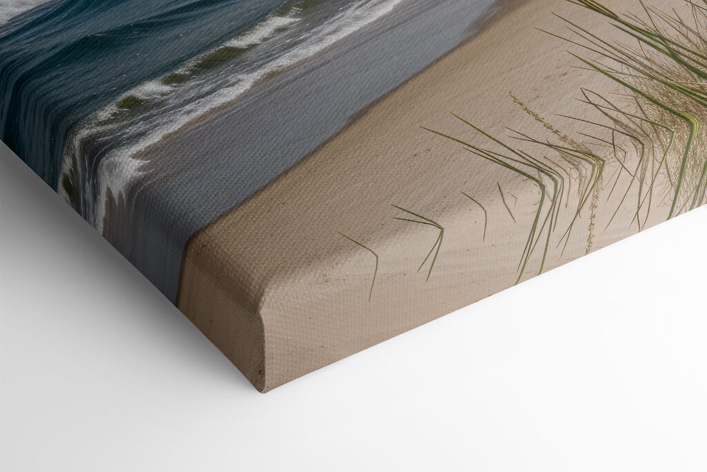 Beach with tall grass and water