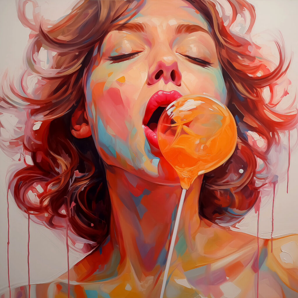 Woman with red hair and a lollipop Woman with red hair and a lollipop