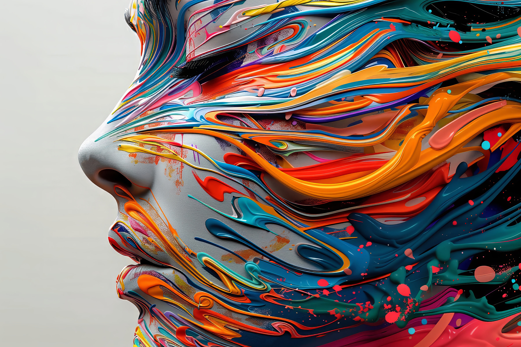 Close up of a face with paint on it