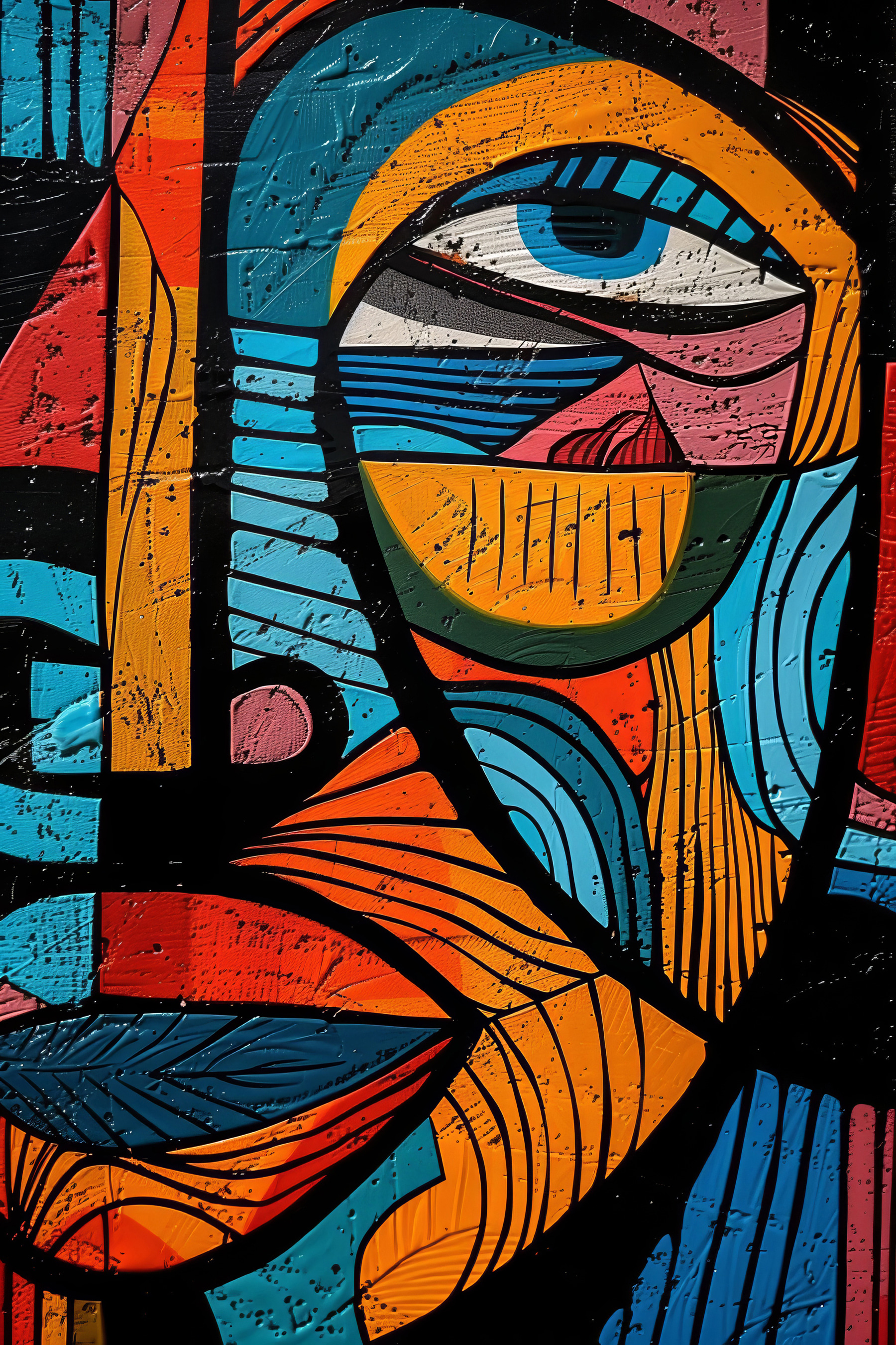 Colorful painting of a face