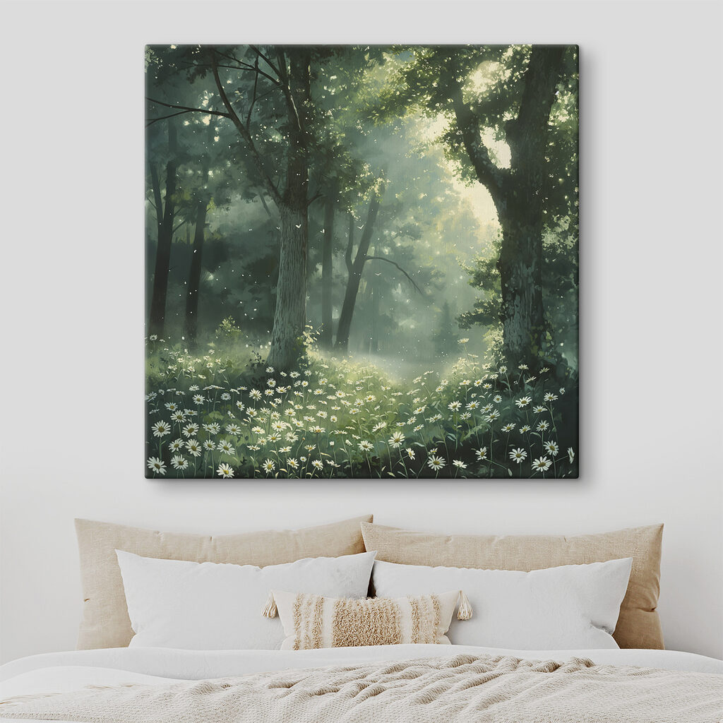 Forest with trees and flowers