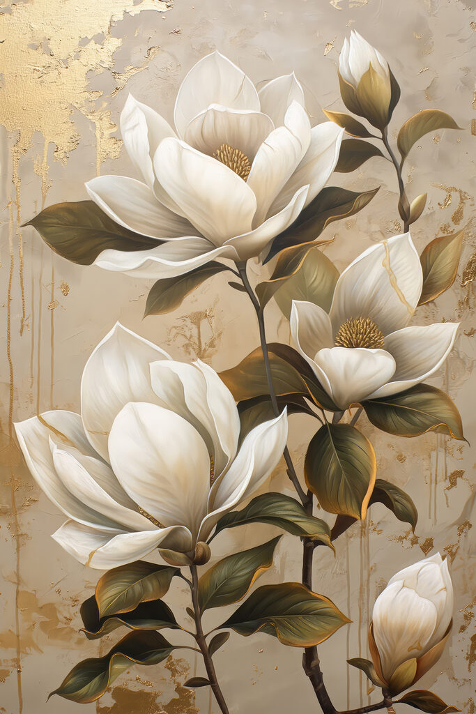 Painting of white flowers Painting of white flowers