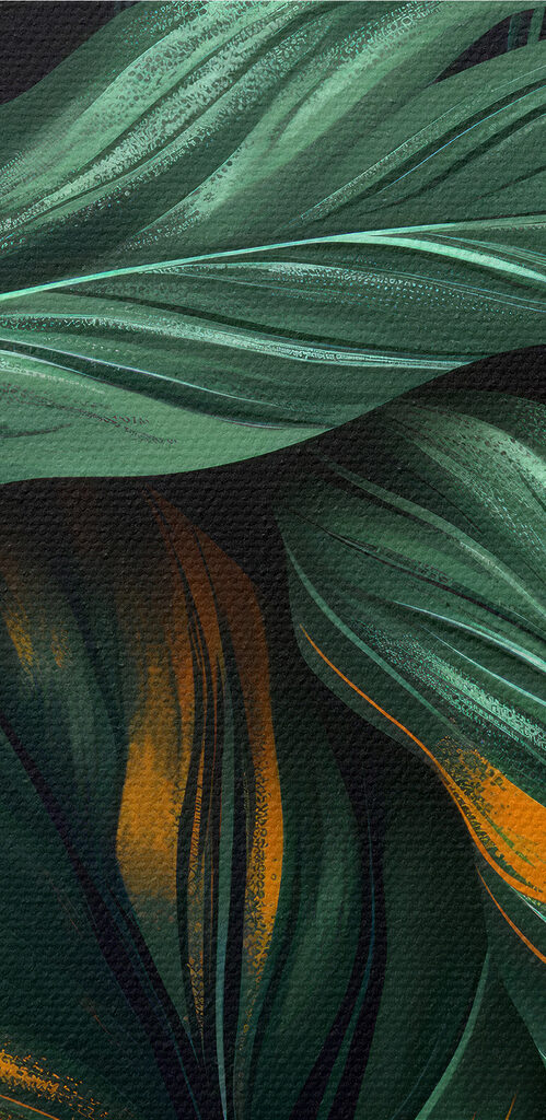 Close up of green and yellow leaves