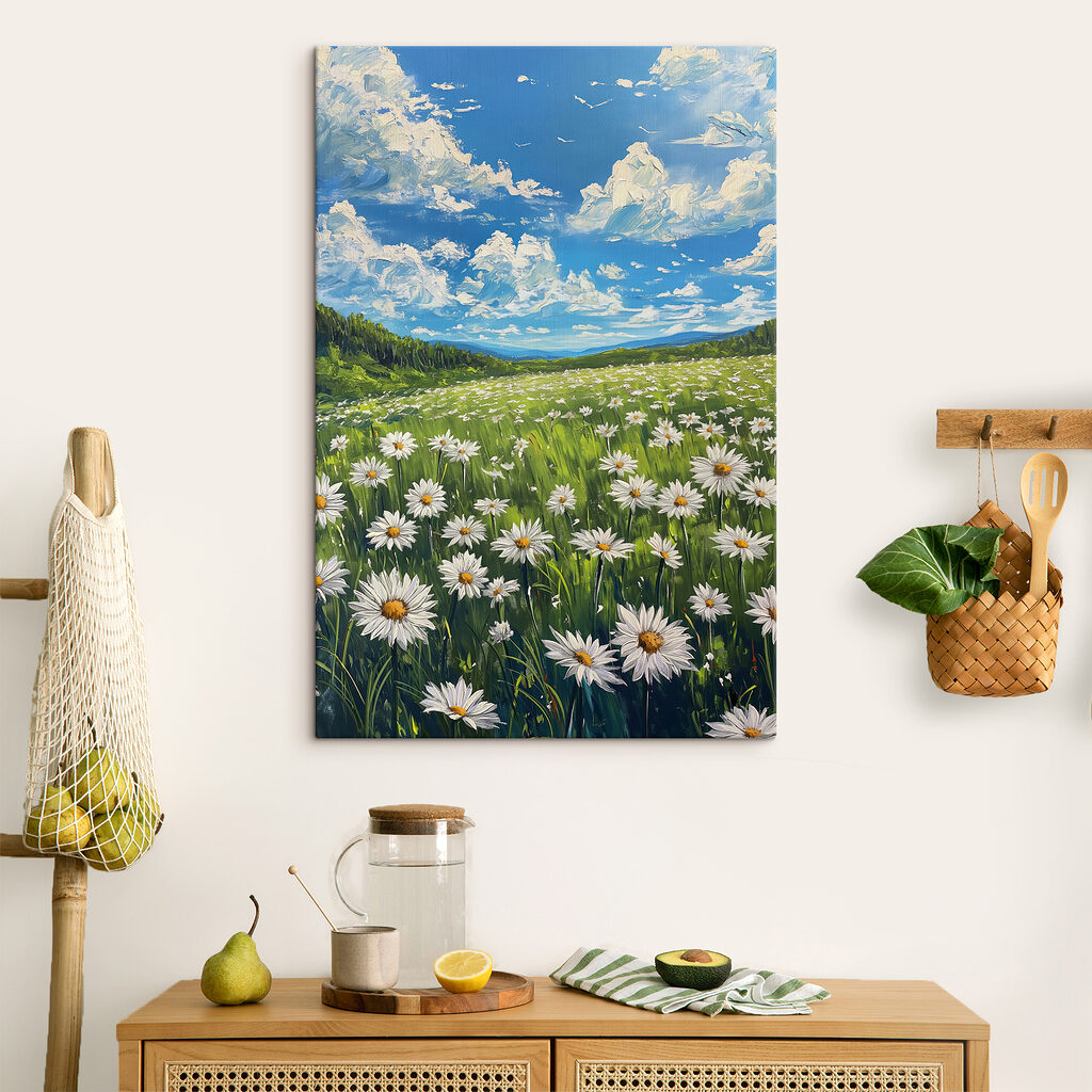 Field of flowers and trees