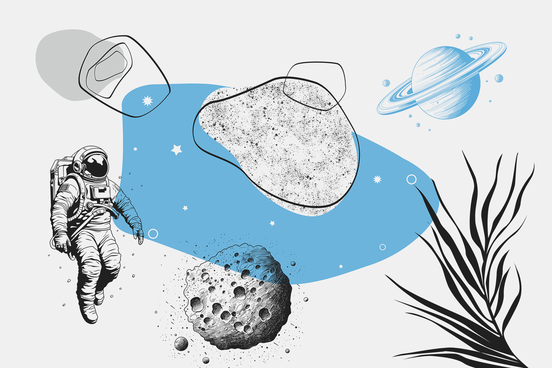 Drawing of an astronaut running in space Drawing of an astronaut running in space