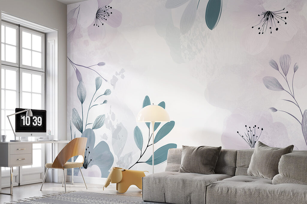 White and purple floral design