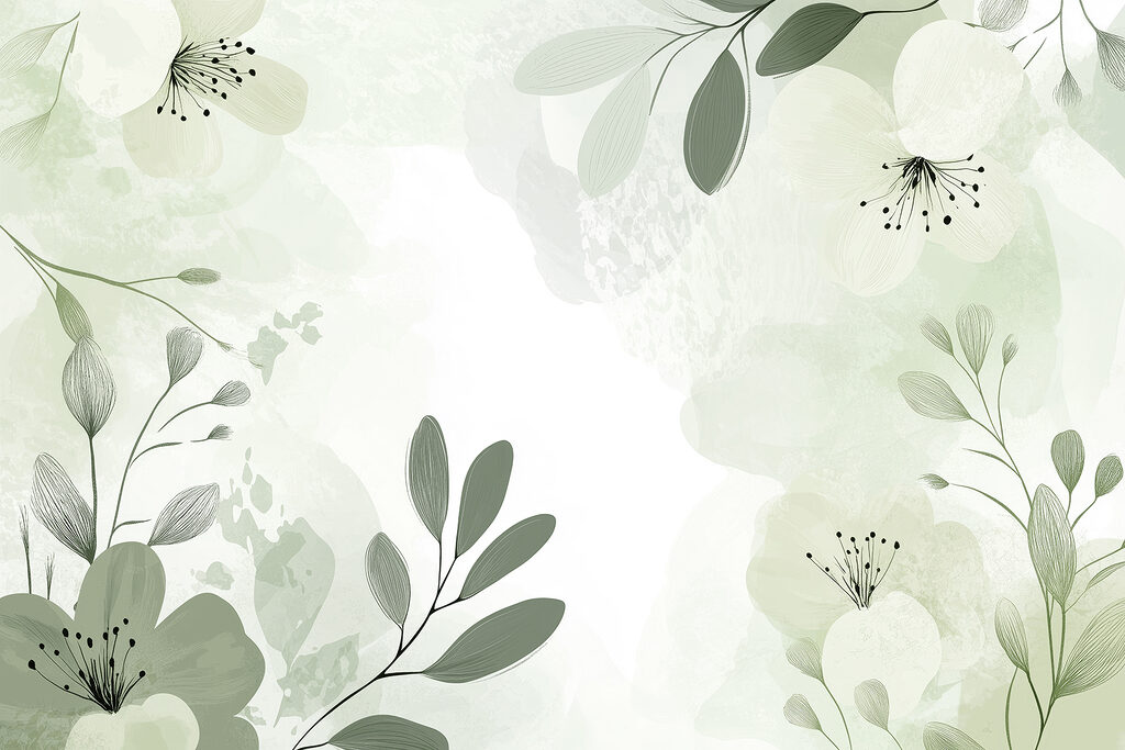 White and green floral design