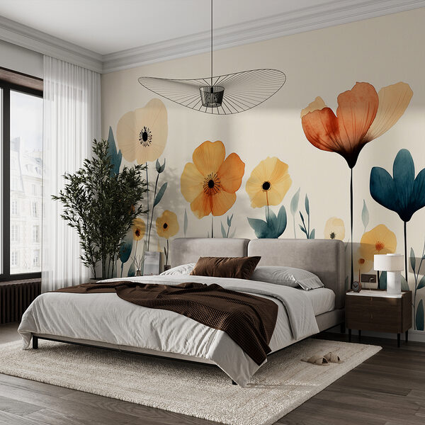 Fototapeta Skupina květin s listy