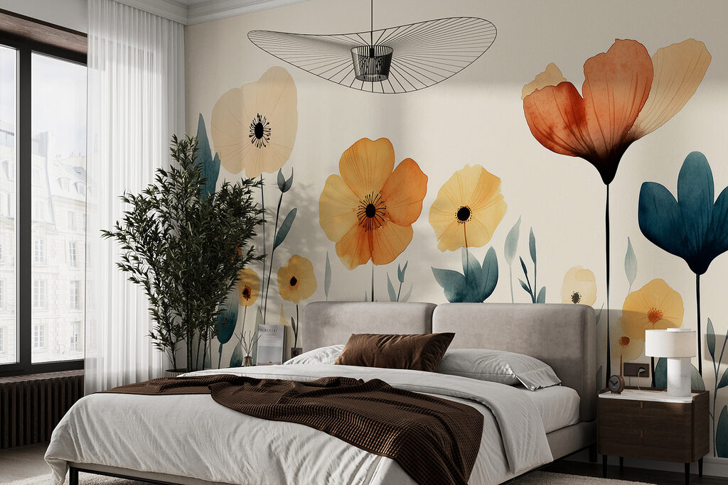 Group of flowers with leaves