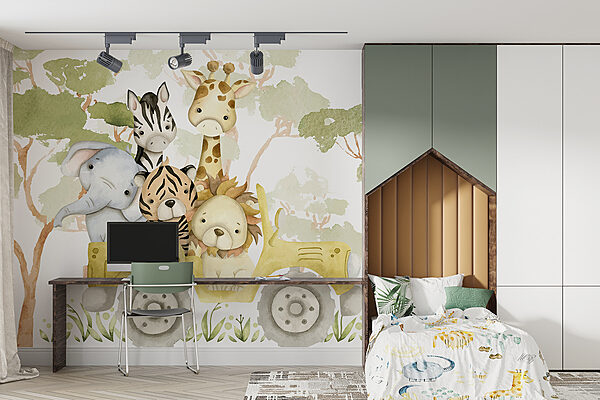 Group of animals in a yellow truck