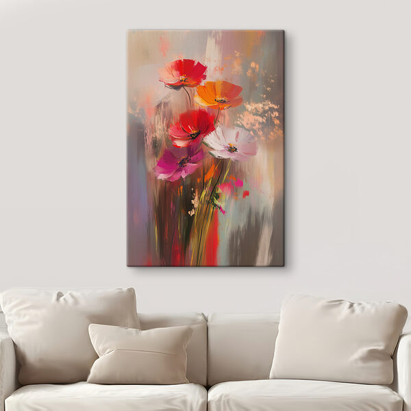 Painting of flowers on a glass surface