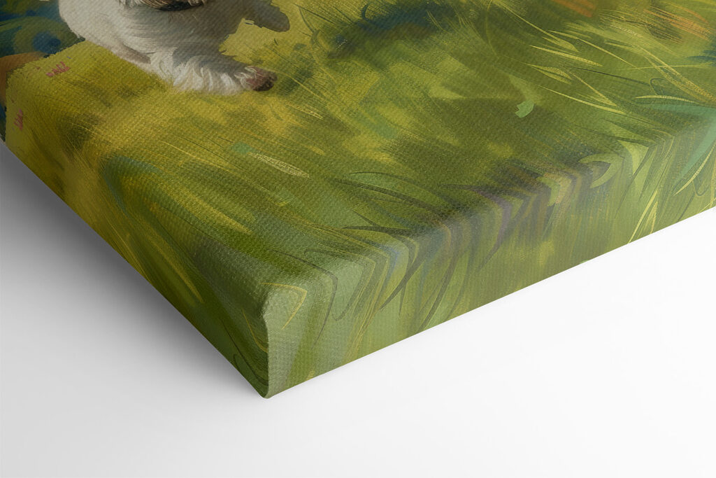 Group of white dogs running in a field