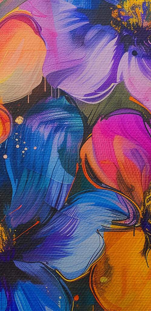 Painting of flowers on a white surface