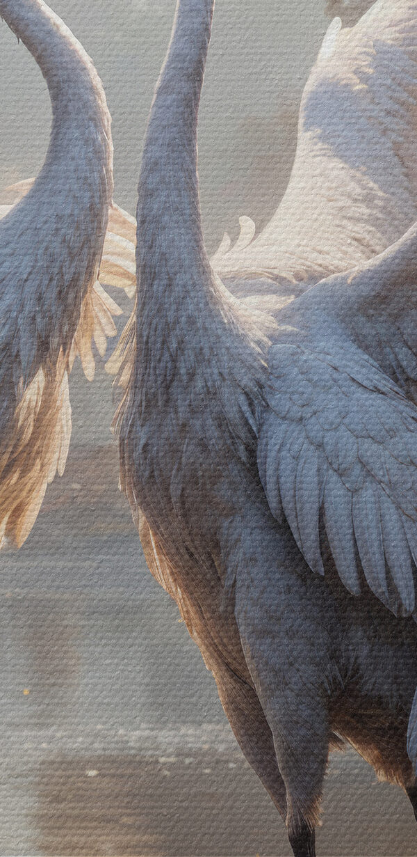 Pár bílých jeřábů stojících v rybníku s40404pzvl 600x1231 - Pár bílých jeřábů stojících v rybníku