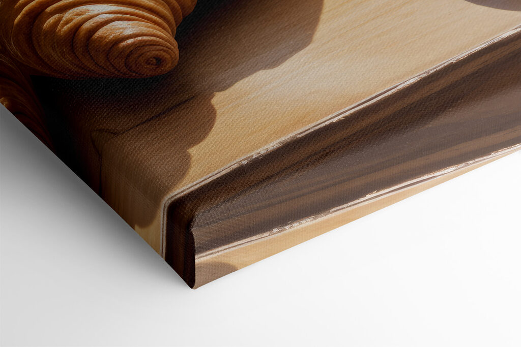 Cup of coffee and croissants on a table