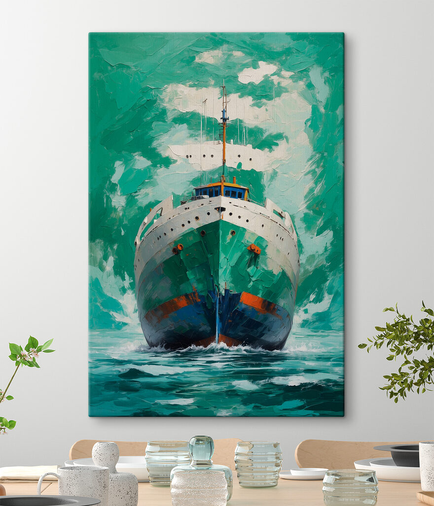 Painting of a ship in the water