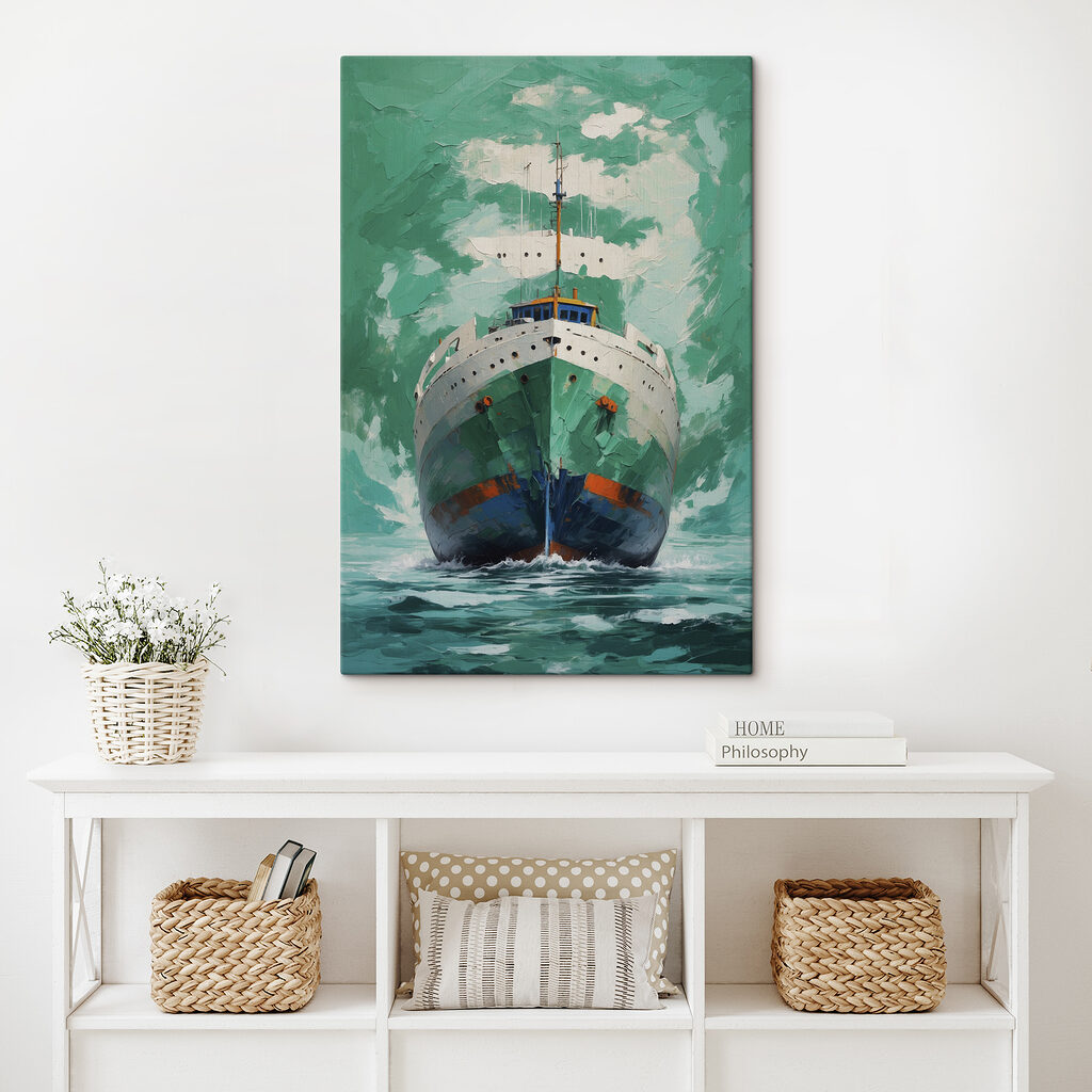 Painting of a ship in the water